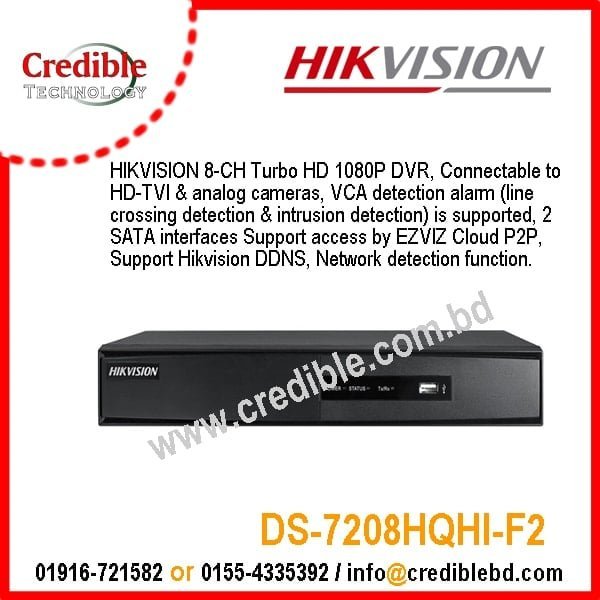 DS-7208HQHI-F2.jpg Hikvision DS-7208HQHI-F2 HD-TVI DVR Price - Image 1
